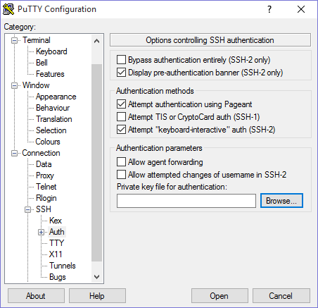 Salvando a chave privada no perfil do PuTTY