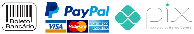 Você poderá escolher entre pagamentos via Pix, boleto bancário ou cartão de crédito via Paypal