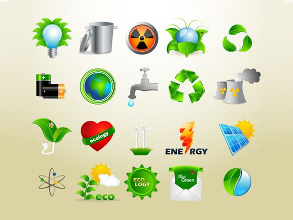 Ilustração dos ícones de Ecology Icon Set