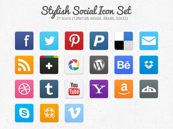 Ilustração dos ícones de Stilish Social Icons